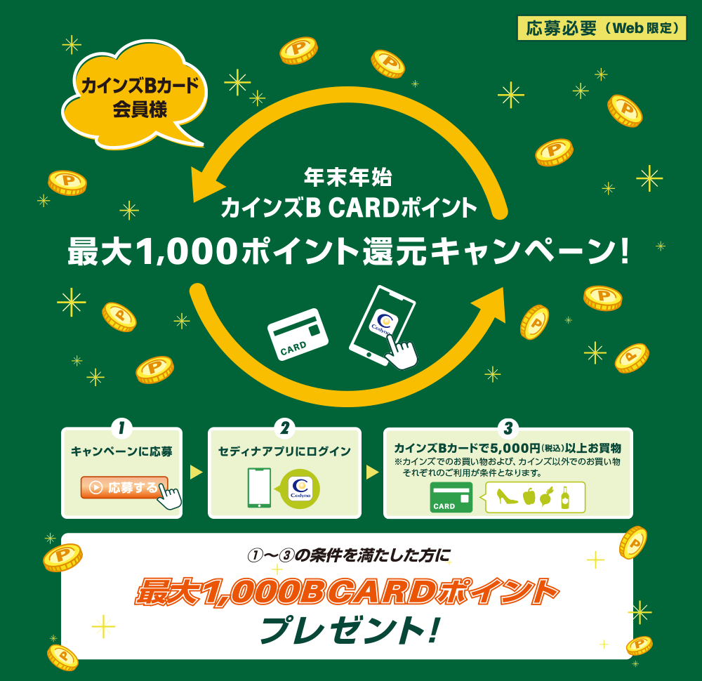 【カインズBカード会員様】B CARDポイント最大1,000ポイント 10％還元キャンペーン