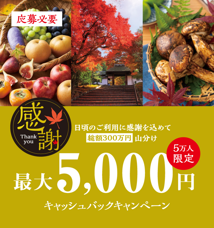 ご案内が届いた会員さま限定】秋の総額300万円山分けキャンペーン